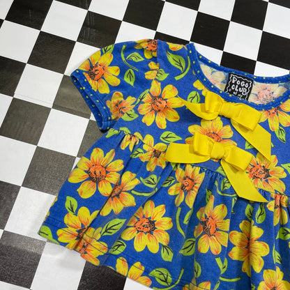 Vintage Blue Yellow Floral Shirt - 2T