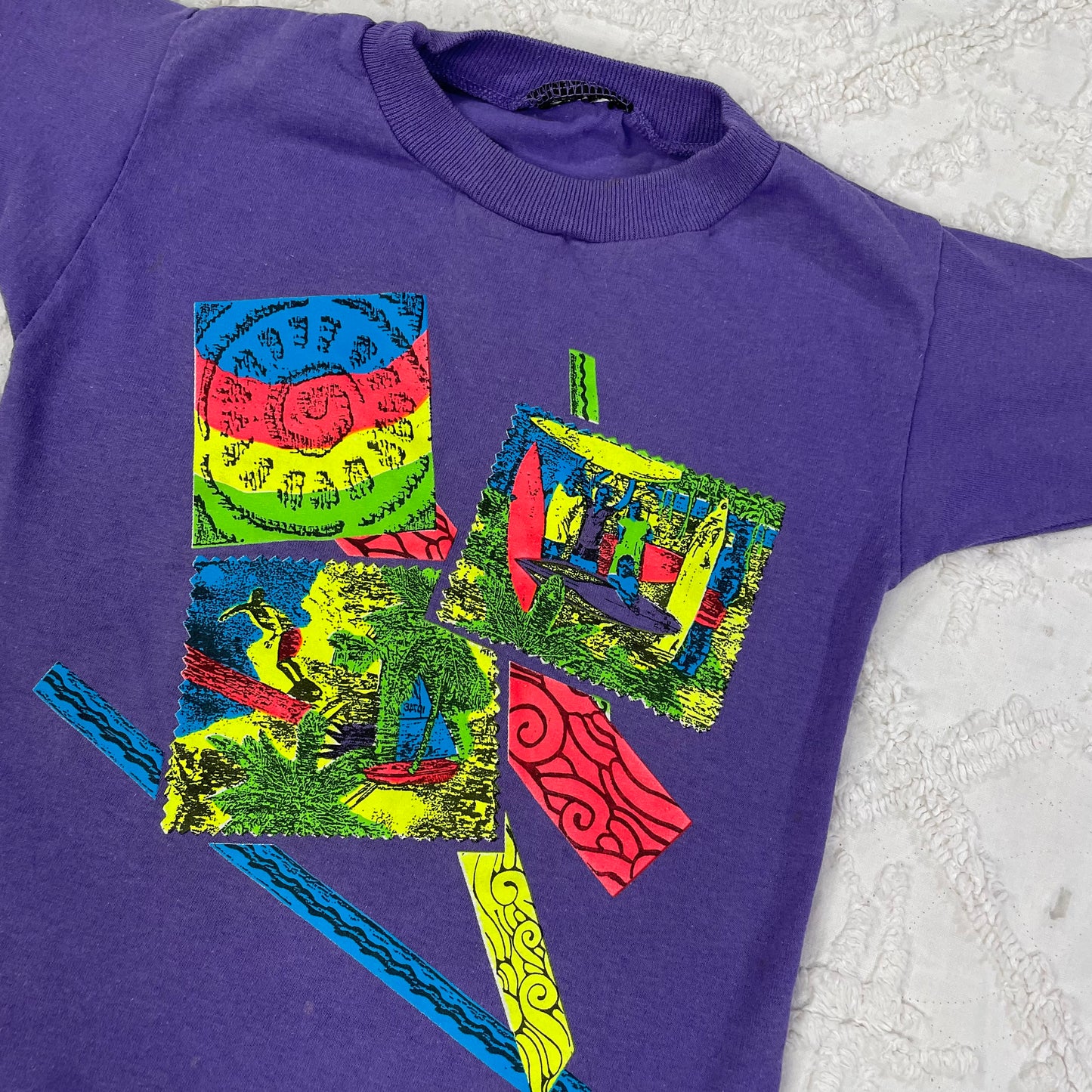 Vintage Purple Neon Surf Print Shirt - 2/3T