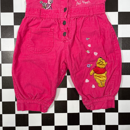 Vintage Winnie the Pooh Pink Corduroy Romper - 12 Months