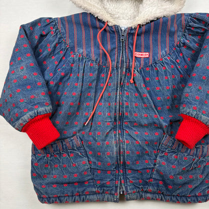 Vintage 1980's Oshkosh B'Gosh Sherpa Lined Floral Rose Jacket - Toddler 4T