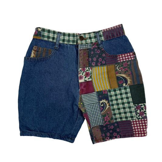 Vintage Patchwork Denim Shorts - Youth Size Large