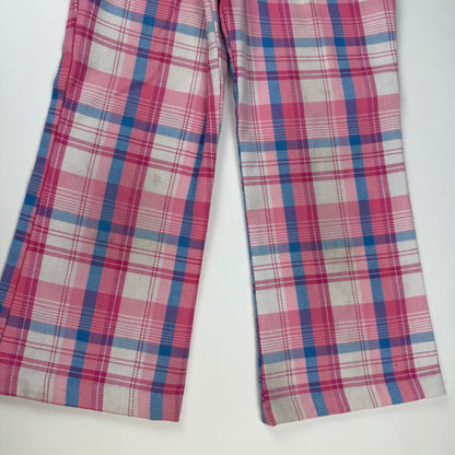 Vintage 1970's Garanimals Plaid Pink Blue Pants - 2T