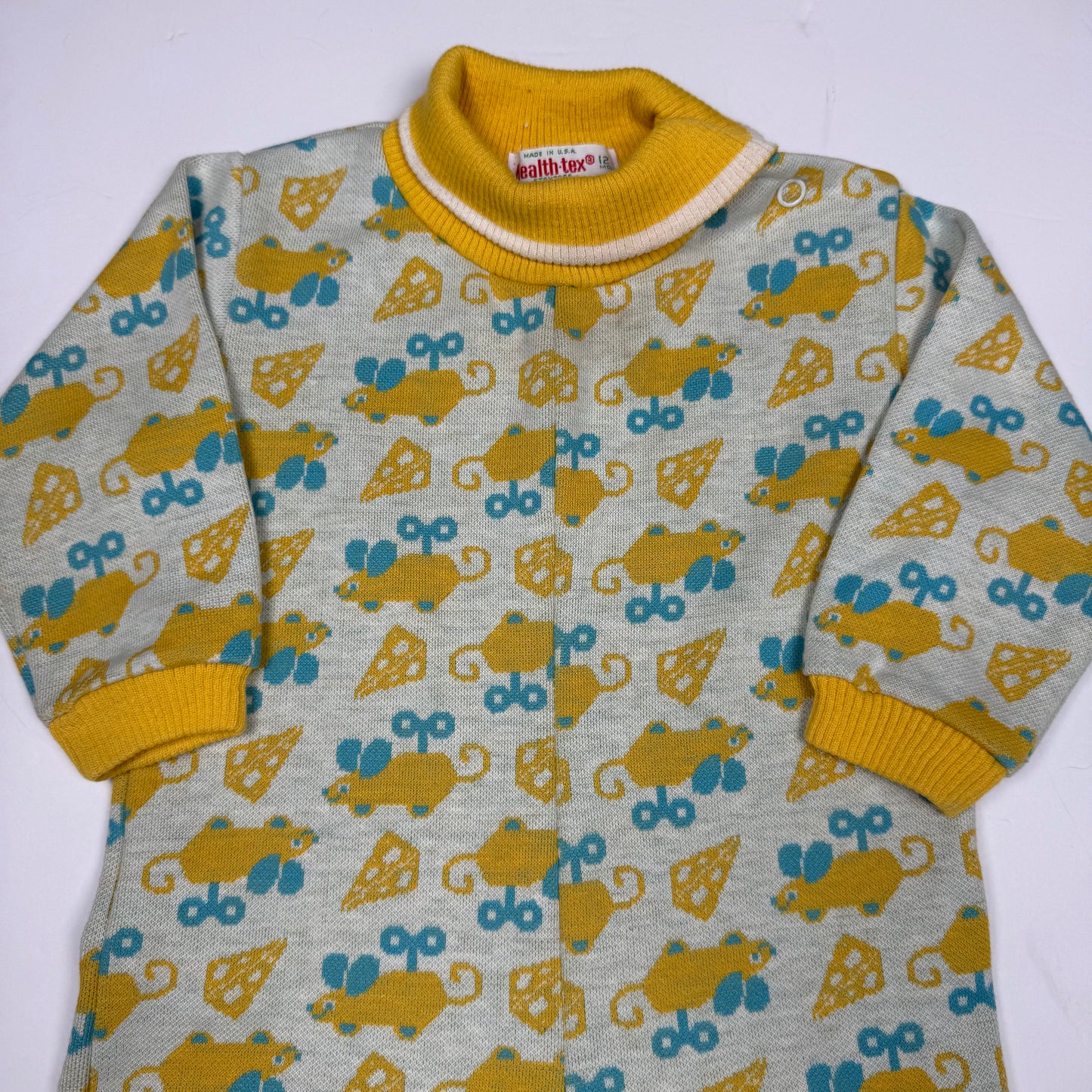 Vintage 1960's Health Tex Cheese Mouse Romper - 12 Months