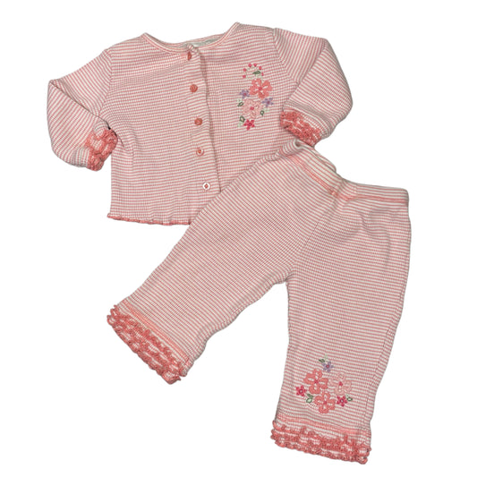 Y2K Pink Floral Striped Two Piece Set - 12 Months