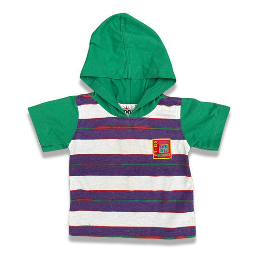 Vintage Striped Color Block Hoodie Shirt - 24 Months/2T