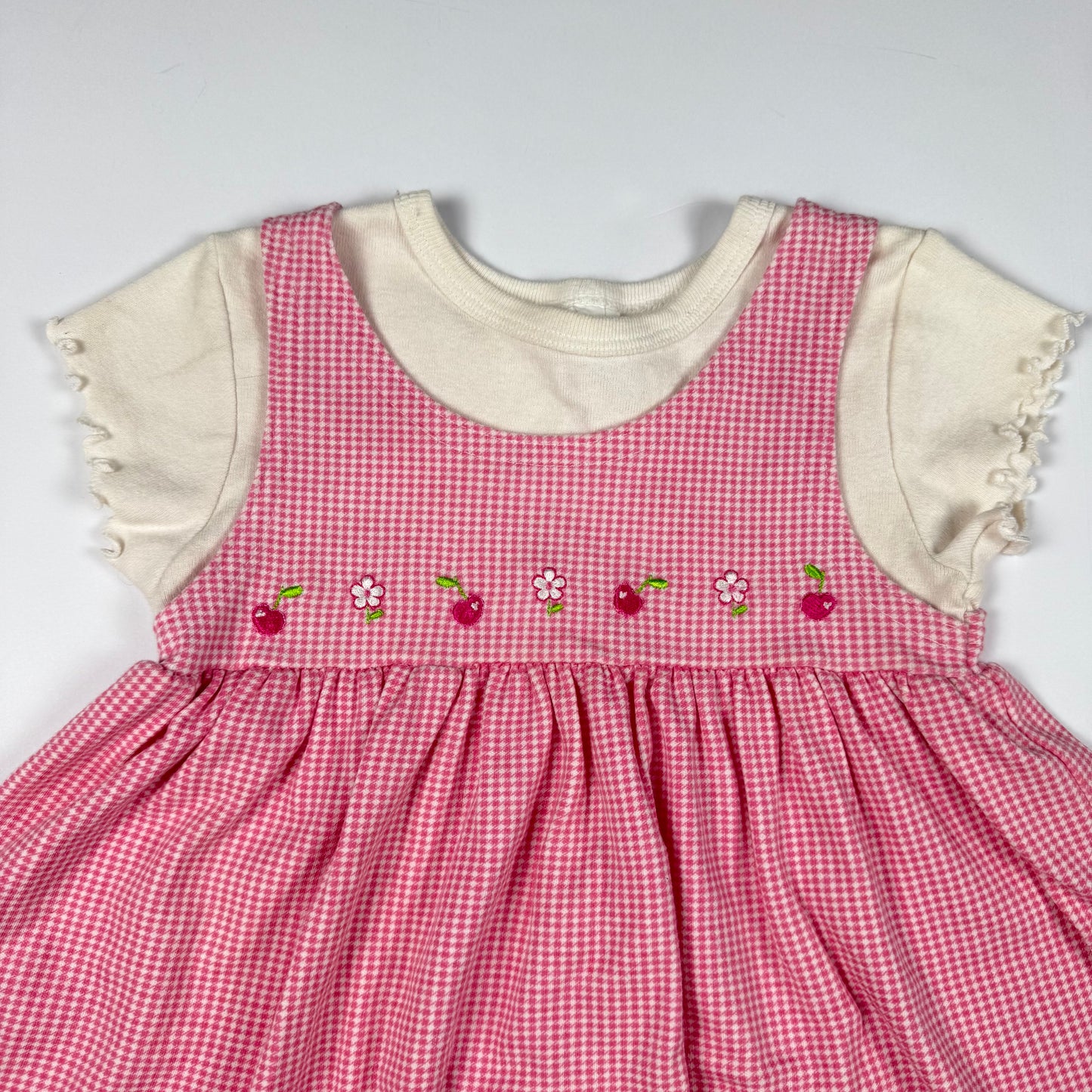 Y2K HealthTex Cherry Flower Gingham Dress - 3T
