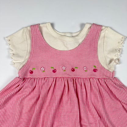 Y2K HealthTex Cherry Flower Gingham Dress - 3T