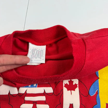 Vintage Spumoni Bear Flag Cropped Shirt - Youth Large