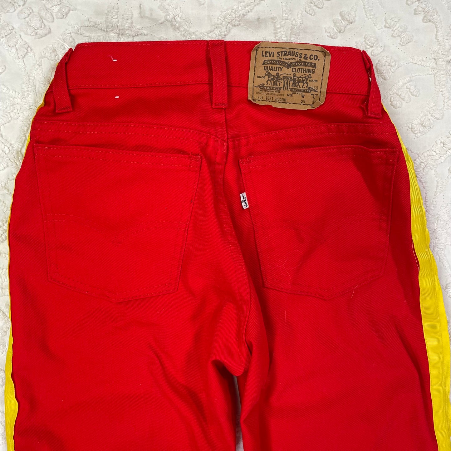 Vintage Levi's Red and Yellow Stripe Jeans - 10/12