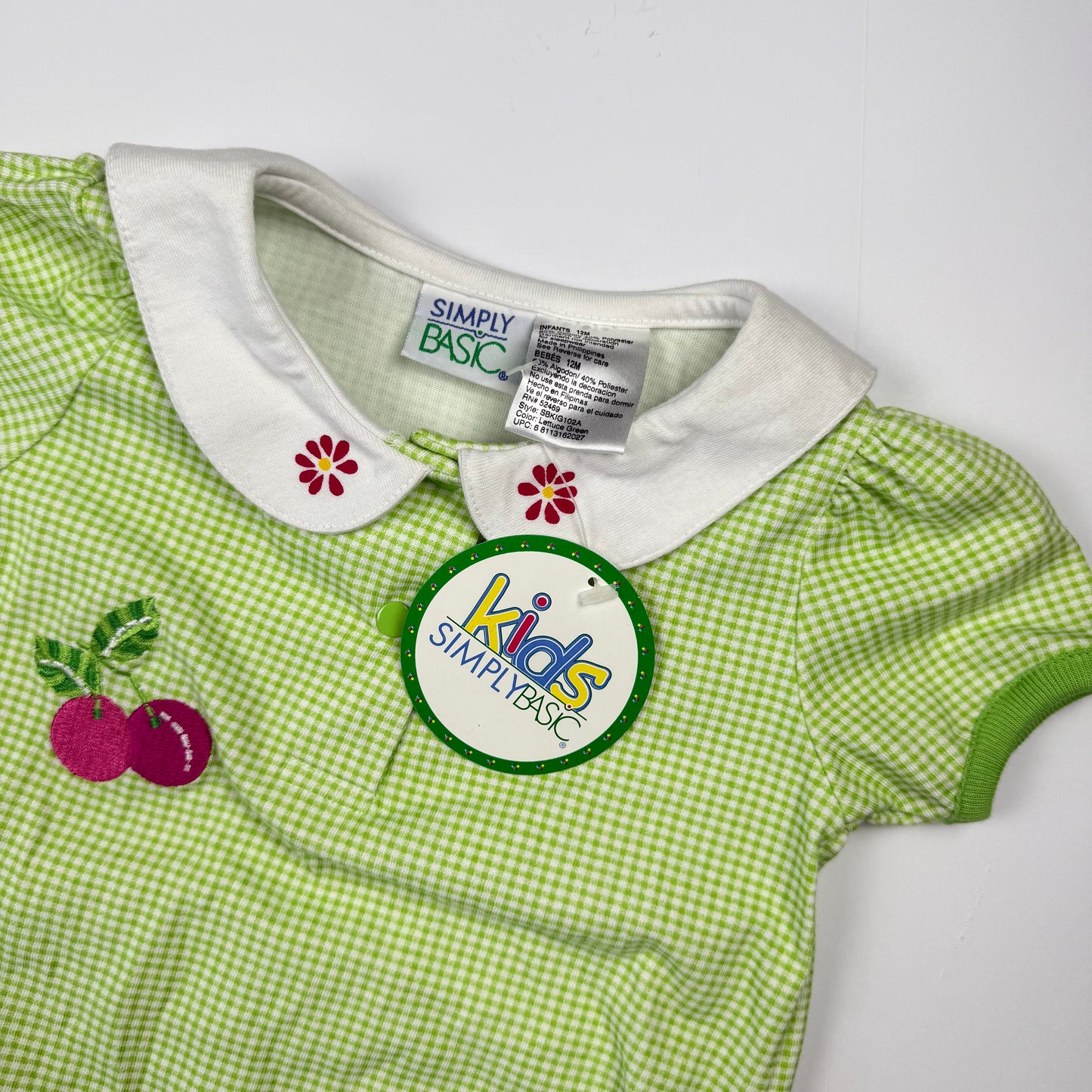 Y2K Small Steps Cherry Gingham Romper - 12 Months