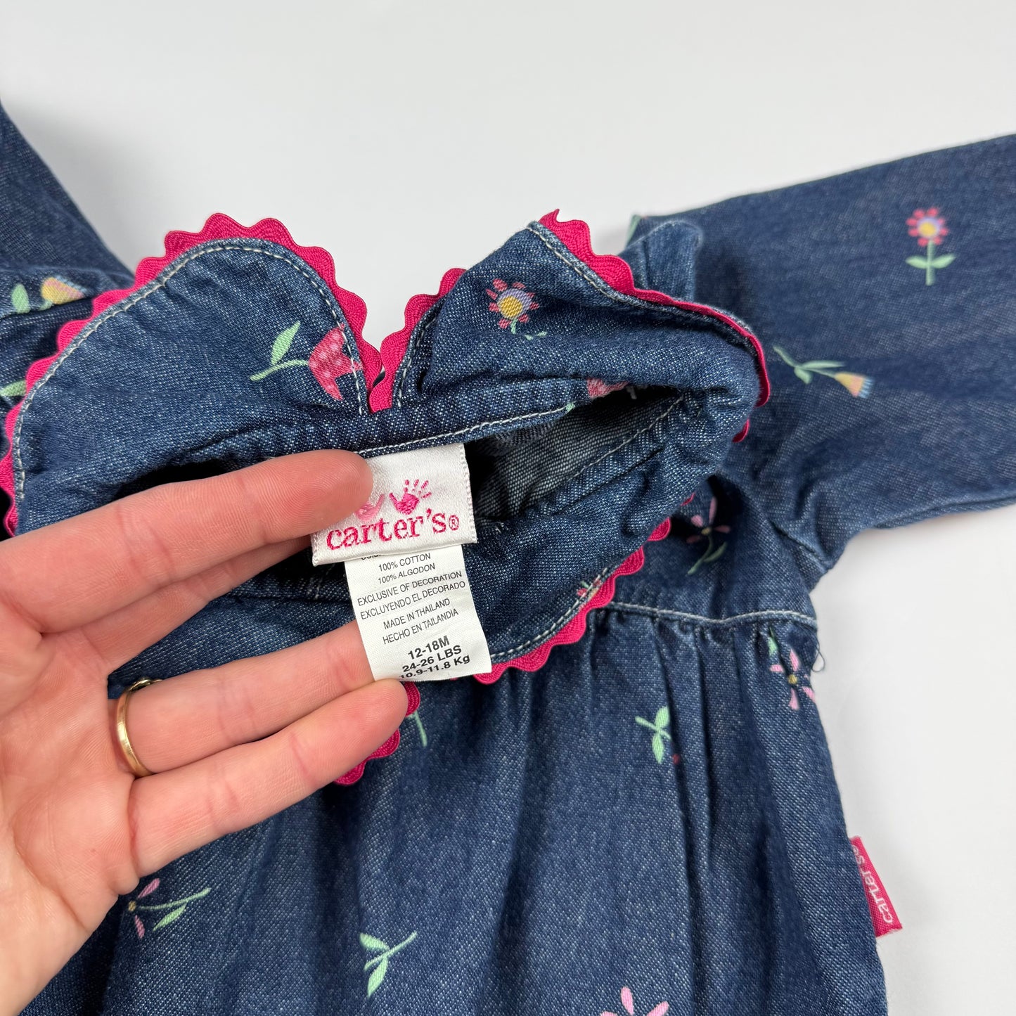Y2K Carters Floral Denim Romper - 12/18 Months