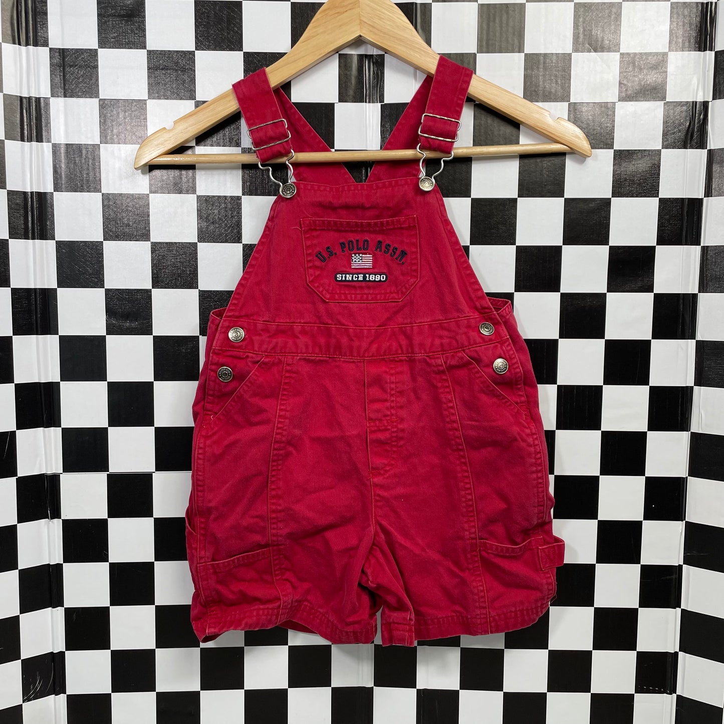 Y2K Polo Red Shortalls - 4T