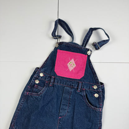 Vintage Toddler Y2K Floral Denim Embroidered Overalls - 4T