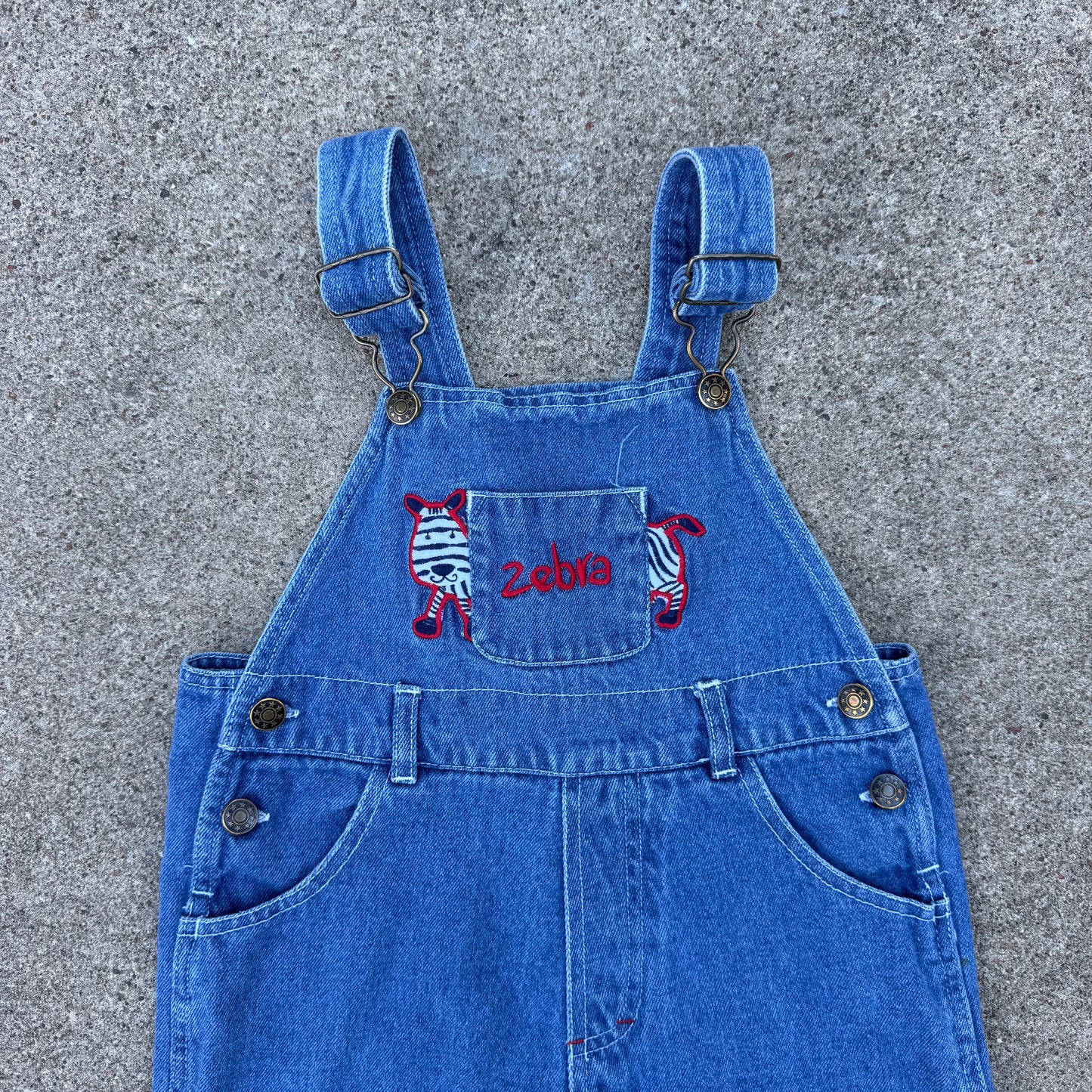 Vintage Zebra Denim Overalls - 3T