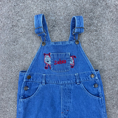 Vintage Zebra Denim Overalls - 3T