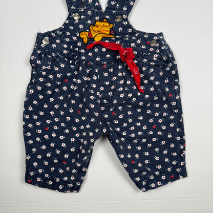Vintage 1990's Winnie the Pooh Floral Romper Overalls - 3/6 Months